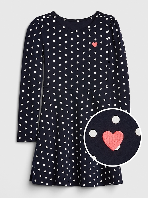 Image number 1 showing, Kids Dot Heart Fit and Flare Dress