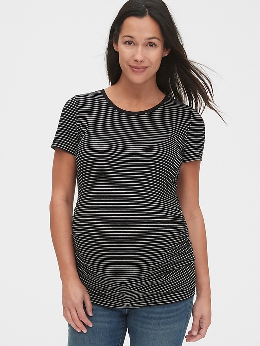 View large product image 1 of 1. Maternity Pure Body Stripe Crewneck T-Shirt