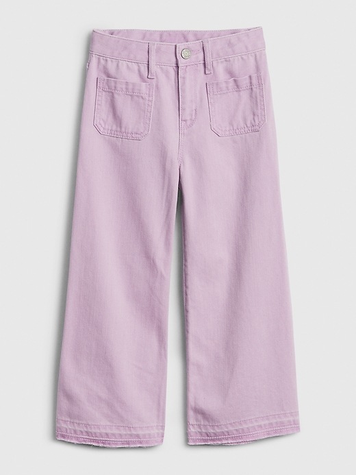 Image number 1 showing, Kids High Rise Wide-Leg Crop Jeans