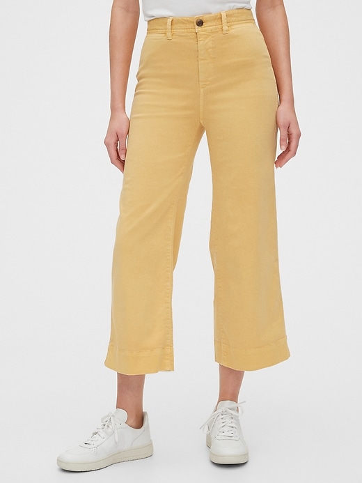 View large product image 1 of 1. High Rise Wide-Leg Crop Khakis