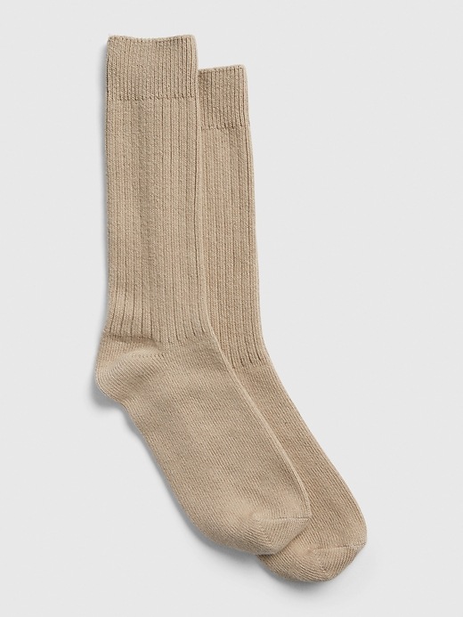 View large product image 1 of 1. Ribbed Crew Socks