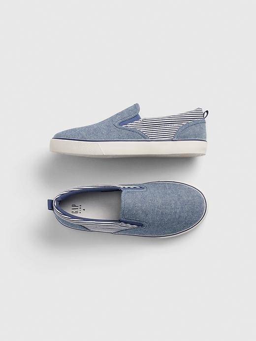 View large product image 1 of 1. Kids Chambray Slip-On Sneakers