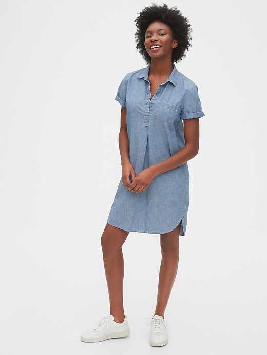 Image number 3 showing, Popover Chambray Dress