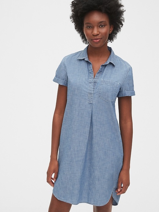 Image number 1 showing, Popover Chambray Dress