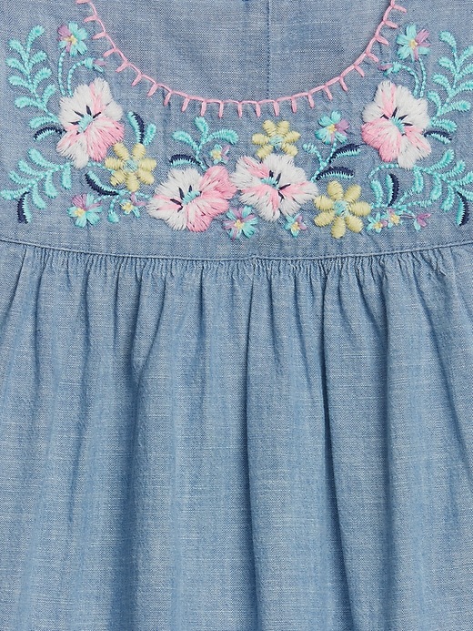 Image number 3 showing, Toddler Embroidered Chambray Dress