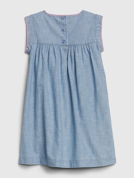 Image number 2 showing, Toddler Embroidered Chambray Dress
