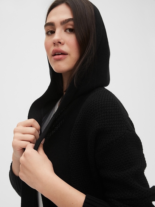 Image number 5 showing, Textured Open-Front Hoodie