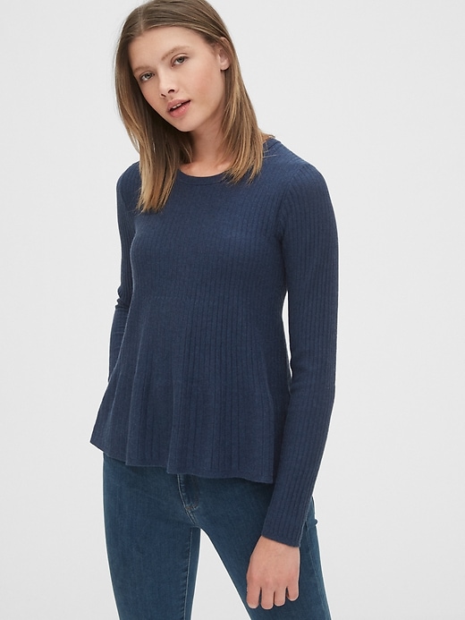 View large product image 1 of 1. Ribbed Peplum Sweater