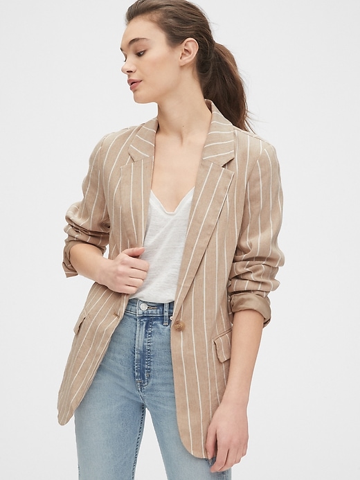 View large product image 1 of 1. Striped Linen Blazer