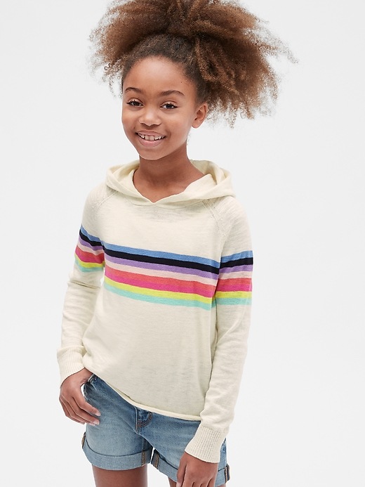 Image number 2 showing, Kids Chest-Stripe Hoodie Sweater