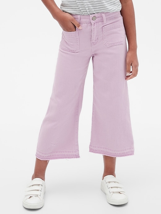 Image number 2 showing, Kids High Rise Wide-Leg Crop Jeans