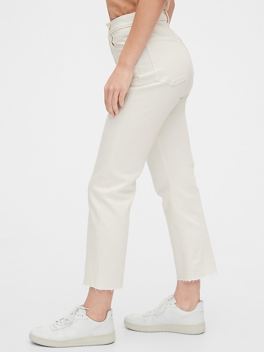 Image number 1 showing, High Rise Curvy Cheeky Straight Jeans with Raw Hem