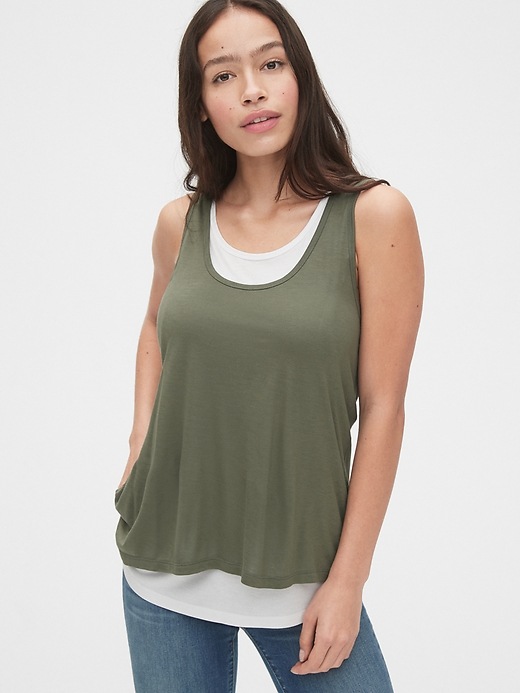 View large product image 1 of 1. Maternity Double-Layer Nursing Tank Top