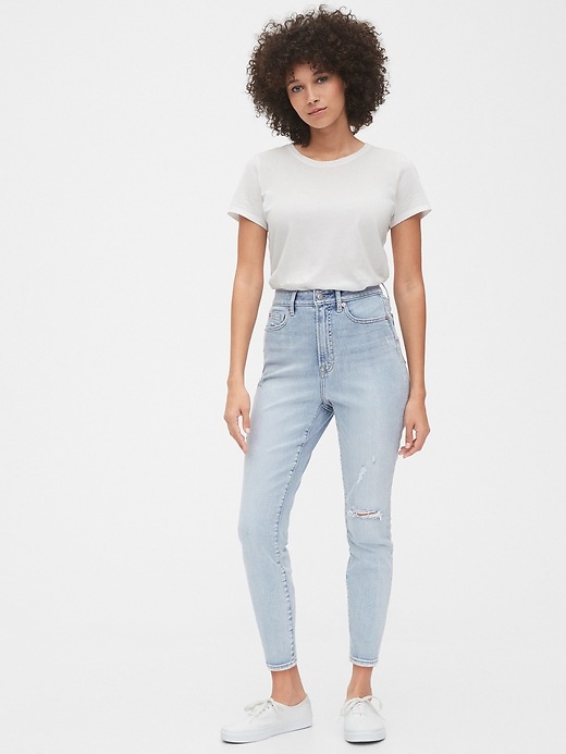 Image number 3 showing, Sky High Destructed Curvy True Skinny Ankle Jeans with Secret Smoothing Pockets