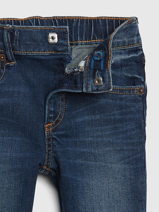 Image number 3 showing, Toddler Organic Elasticized Pull-On Slim Taper Jeans with Stretch