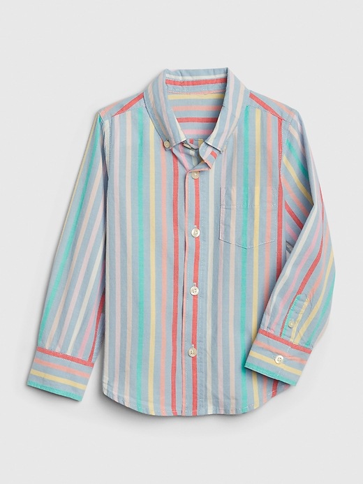 View large product image 1 of 2. Toddler Poplin Stripe Convertible Shirt