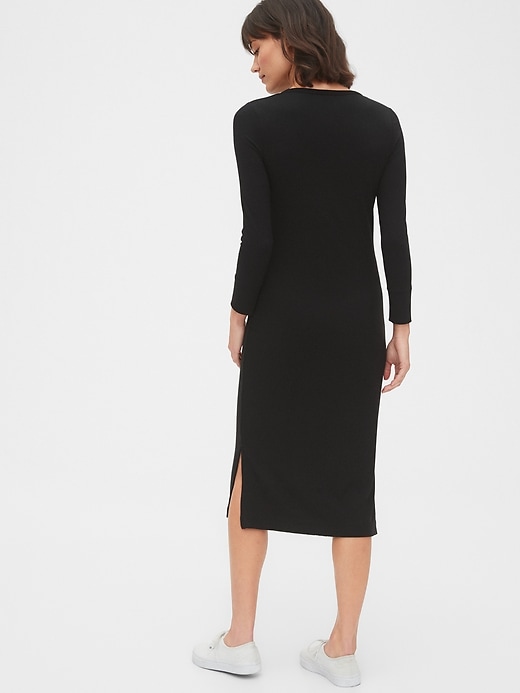 Image number 2 showing, Ribbed Henley Midi Dress