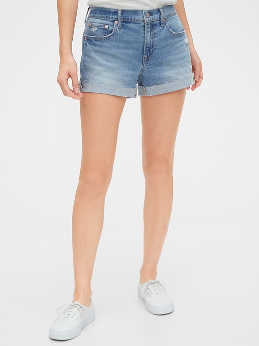 Image number 1 showing, 3" Mid Rise Distressed Denim Shorts