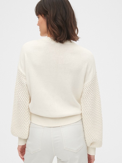 Image number 2 showing, Cropped Bobble Stitch Crewneck Sweater