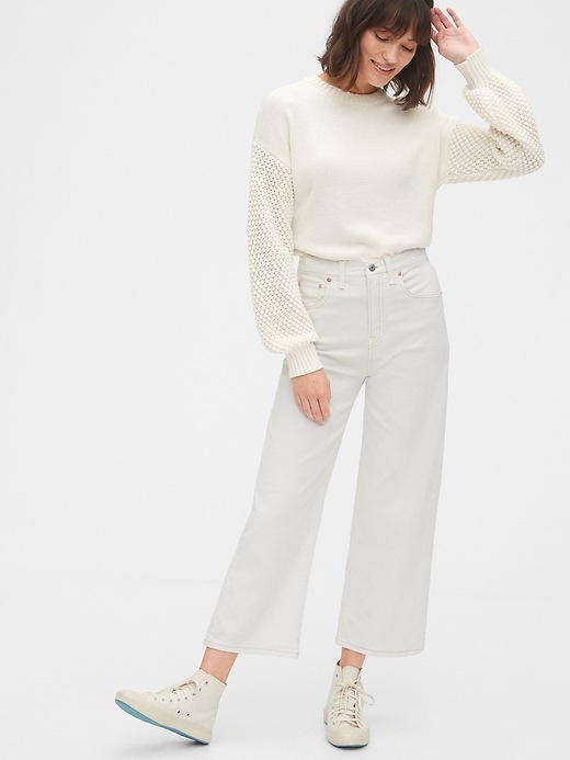 Image number 3 showing, Cropped Bobble Stitch Crewneck Sweater