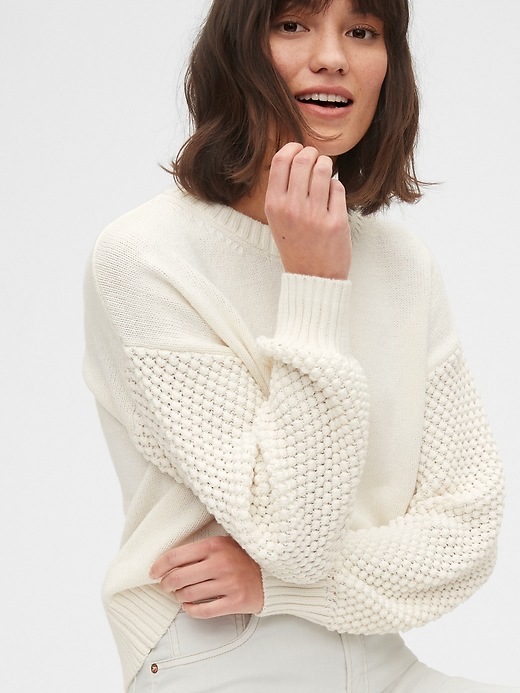 Image number 5 showing, Cropped Bobble Stitch Crewneck Sweater
