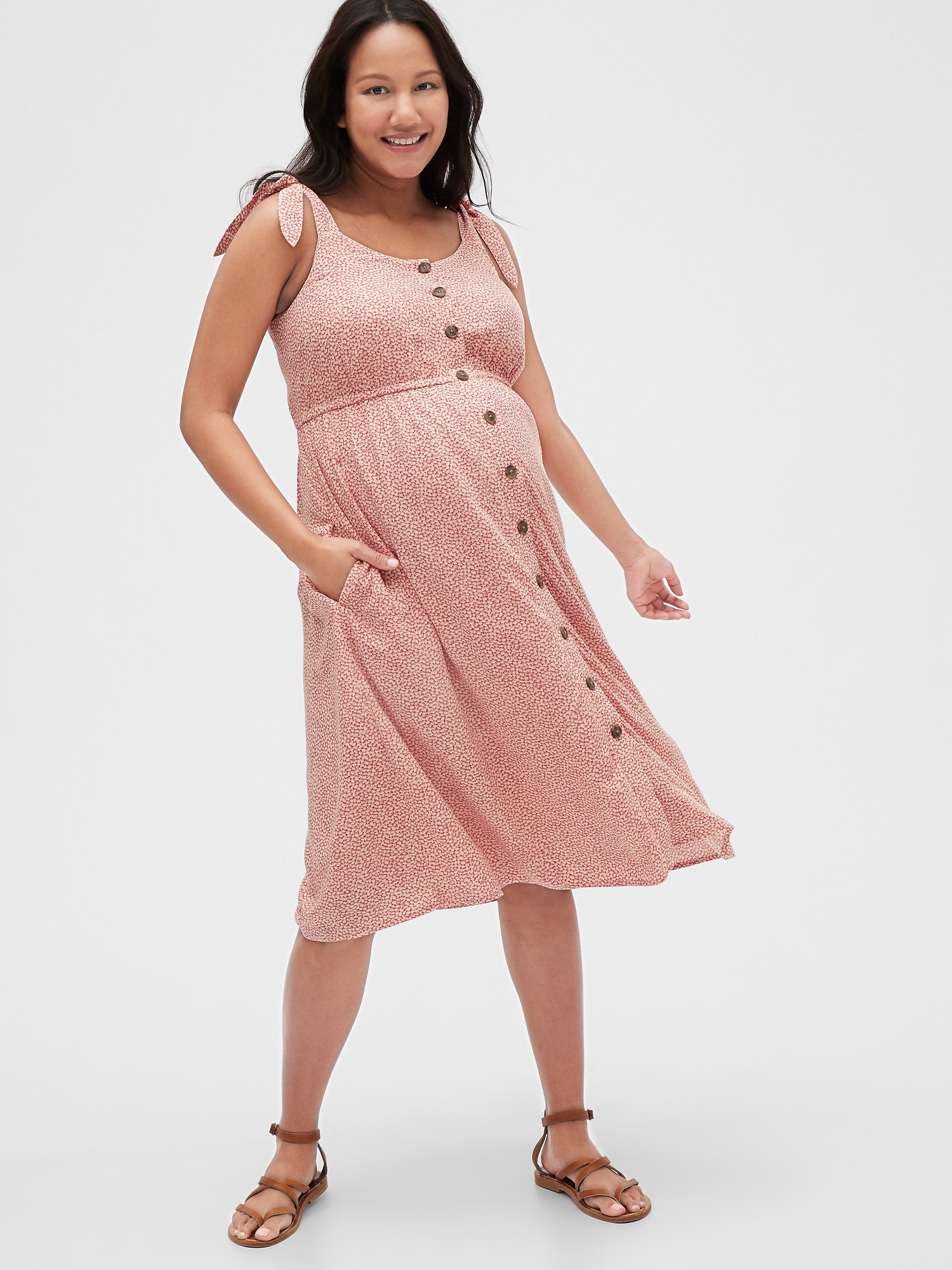 Maternity Button-Front Tank Dress