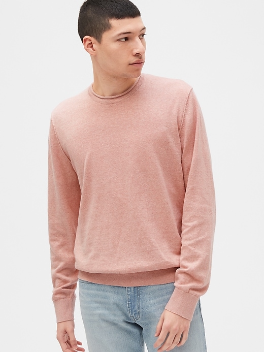 View large product image 1 of 1. Crewneck Sweater in Linen-Cotton