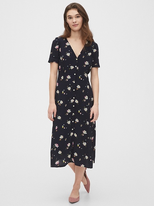 Image number 1 showing, Button-Front Midi Dress