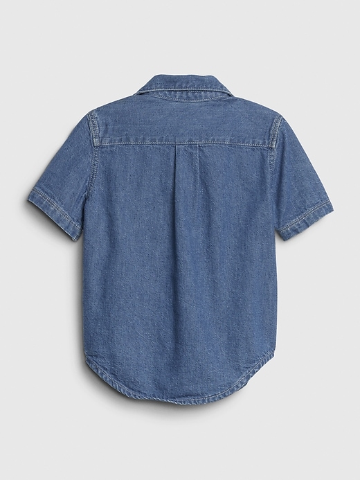 View large product image 2 of 3. Toddler Short Sleeve Denim Shirt