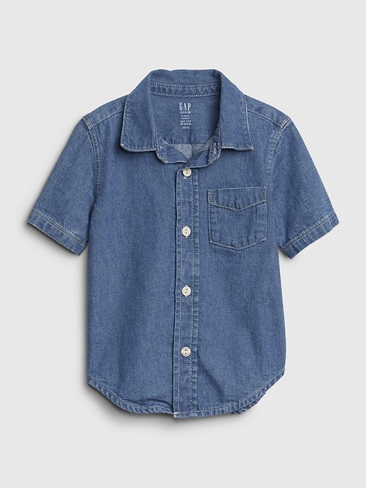 View large product image 1 of 3. Toddler Short Sleeve Denim Shirt