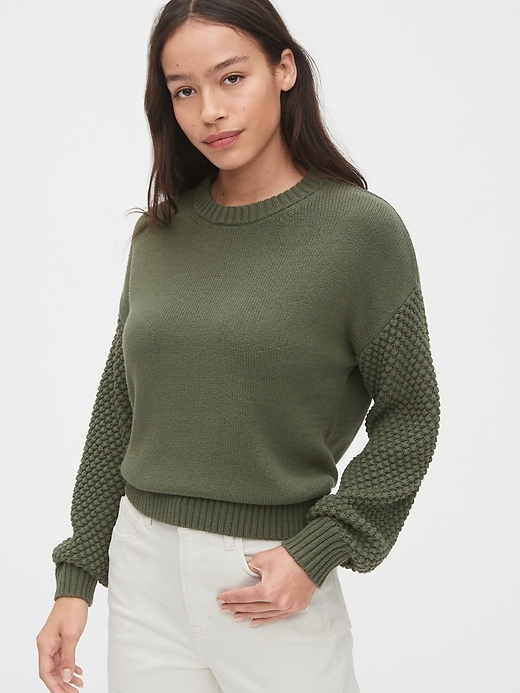 Image number 7 showing, Cropped Bobble Stitch Crewneck Sweater