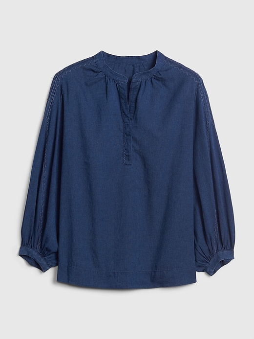 Image number 8 showing, 1969 Premium Shirred Denim Popover Shirt