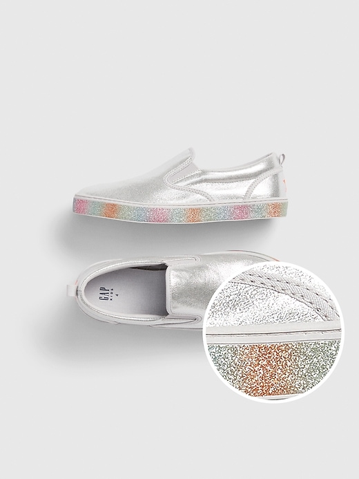 Image number 1 showing, Kids Glitter Slip-On Sneakers