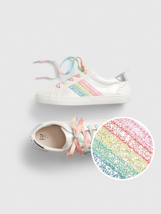 View large product image 1 of 1. Kids Rainbow Stripe Sneakers