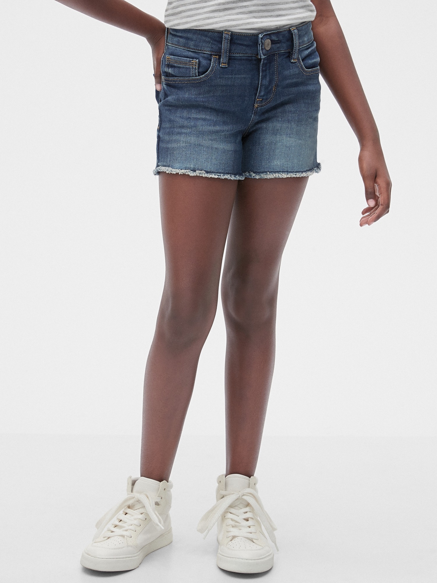 Loose Fit Denim Shorts - White - Kids