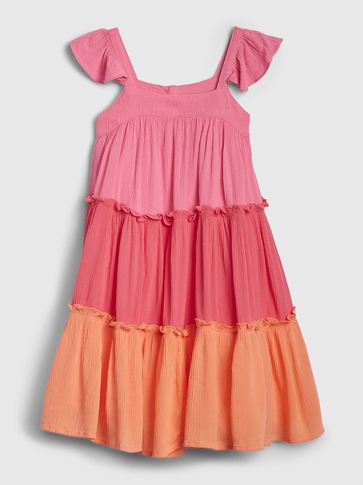 Image number 1 showing, Toddler Three-Tiered Pink and Orange Dress
