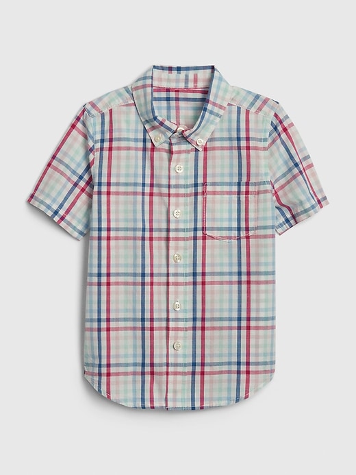 View large product image 1 of 1. Toddler Plaid Poplin Short Sleeve Shirt