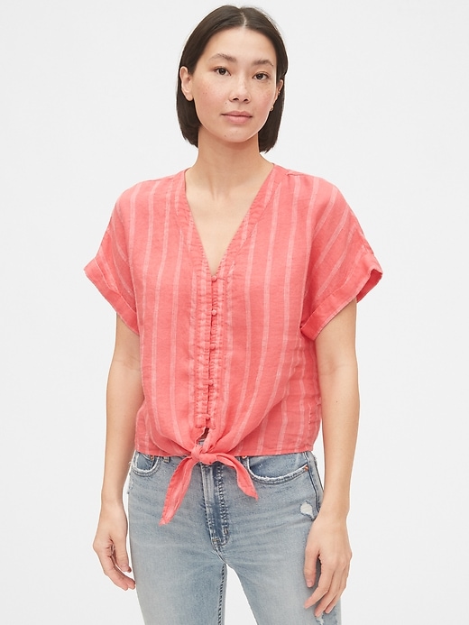 Image number 7 showing, Tie-Front Cropped Top
