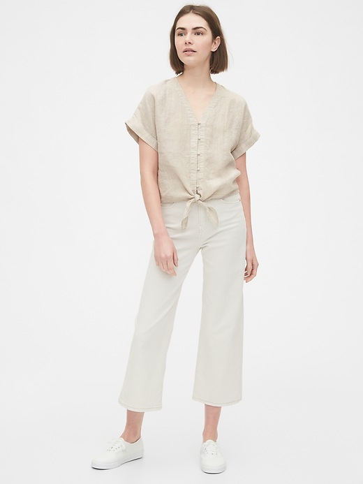 Image number 3 showing, Tie-Front Cropped Top