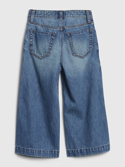 Image number 3 showing, Kids High Rise Pleated Crop Wide-Leg Jeans