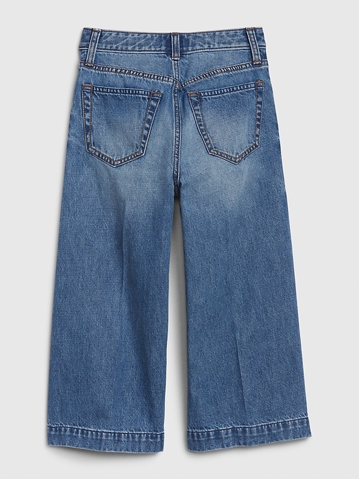 Image number 2 showing, Kids High Rise Pleated Crop Wide-Leg Jeans