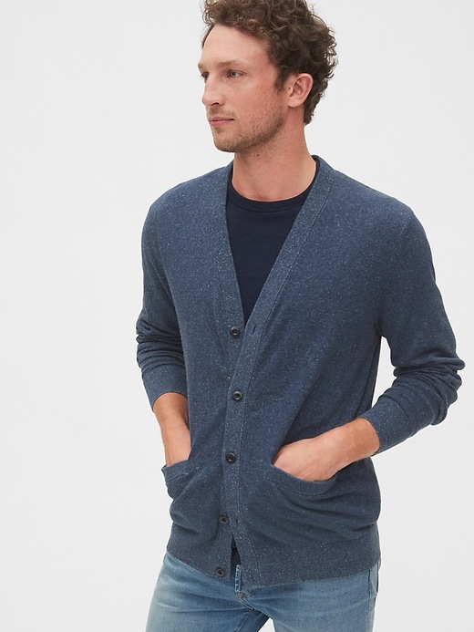 Image number 1 showing, Cardigan in Linen-Cotton
