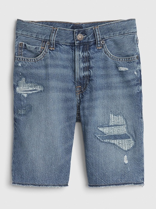 Image number 2 showing, Kids Distressed Denim Shorts with Stretch