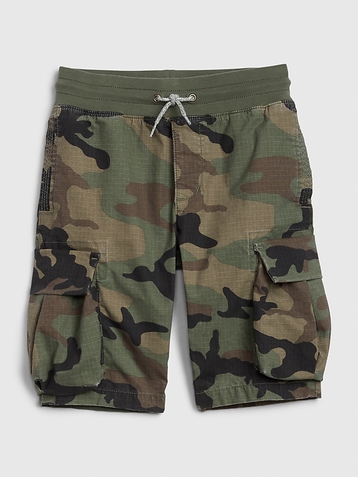 Image number 2 showing, Kids Cargo Pull-On Camo Shorts with Stretch