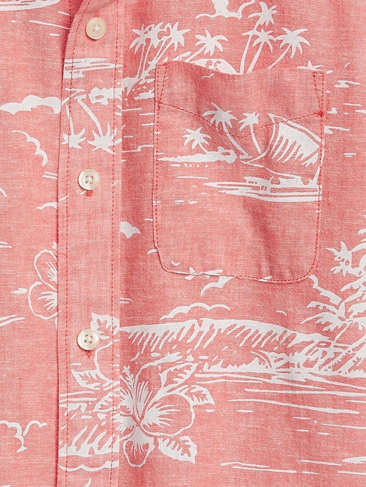 Image number 4 showing, Kids Short Sleeve Linen Print Shirt