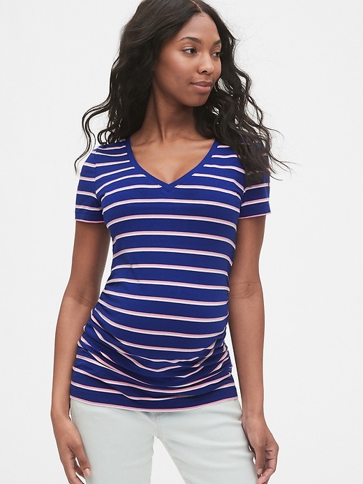 Image number 5 showing, Maternity Pure Body Shirred V-Neck T-Shirt