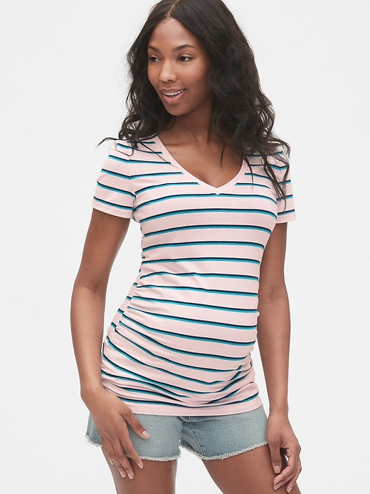 Image number 1 showing, Maternity Pure Body Shirred V-Neck T-Shirt