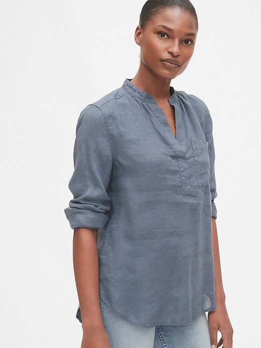 View large product image 1 of 1. Popover Pocket Shirt in Linen