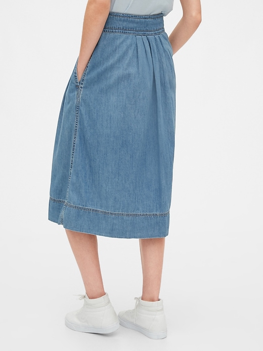 Image number 2 showing, Button-Front Denim Midi Skirt