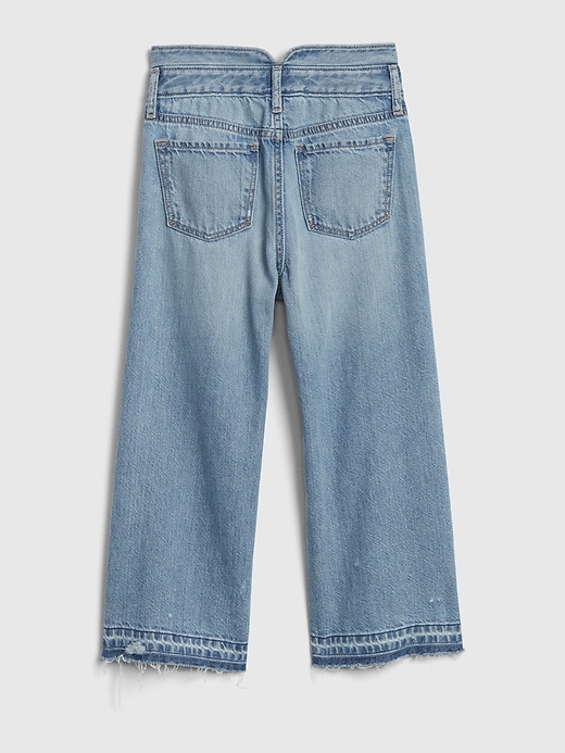 Image number 2 showing, Kids High Rise Destructed Wide-Leg Crop Jeans